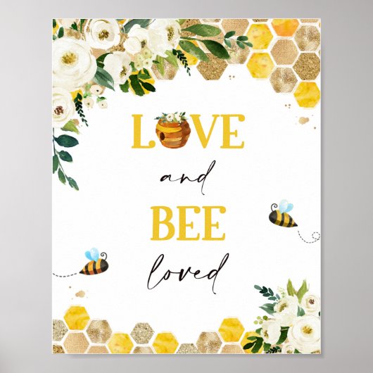 Bee Baby shower Party tekent mammie voor decor-tek Poster (Voorkant)