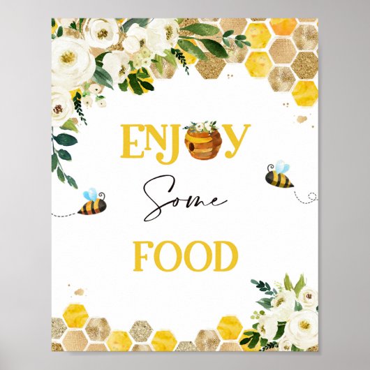 Bee Baby shower Party tekent mammie voor decor-tek Poster (Voorkant)
