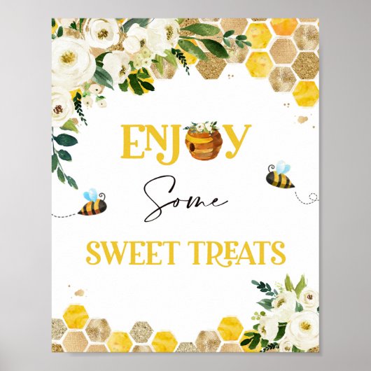 Bee Baby shower Party tekent mammie voor decor-tek Poster (Voorkant)