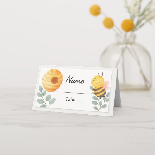Bee Baby Shower Place Card  Plaatskaartje (Voorkant)