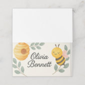 Bee Baby Shower Place Card  Plaatskaartje (Buitenkant ongevouwen)