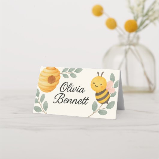 Bee Baby Shower Place Card  Plaatskaartje (Voorkant)