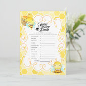Bee Baby shower Prijs Spel Kaart (Staand voorkant)