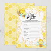 Bee Baby shower Prijs Spel Kaart (Voorkant / Achterkant)