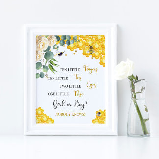 Bee Baby shower Tien kleine vingerafdrukken Poster