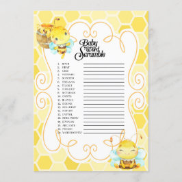 Bee Baby shower Word Scramble spel Kaart