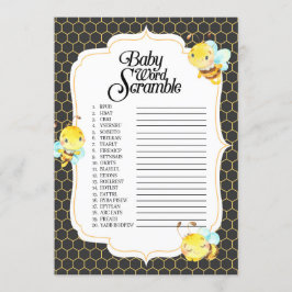 Bee Baby shower Word Scramble spel Kaart