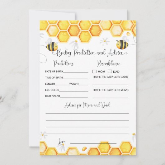 Bee Baby Voorspelling en Advies Kaart (Voorkant)