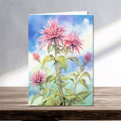 Bee Balm Flowers op een zomerse dag Waterverf Kaart