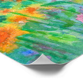 Bee Balm Roze Waterverf Bloem Tuin Poster (Hoek)