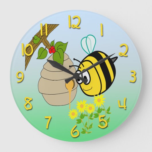 Bee Bee Cute Kind rondom de muur Grote Klok (Voorkant)