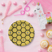 Bee Beehive Yellow Paper Plate Papieren Bordje (Feest)