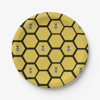 Bee Beehive Yellow Paper Plate Papieren Bordje