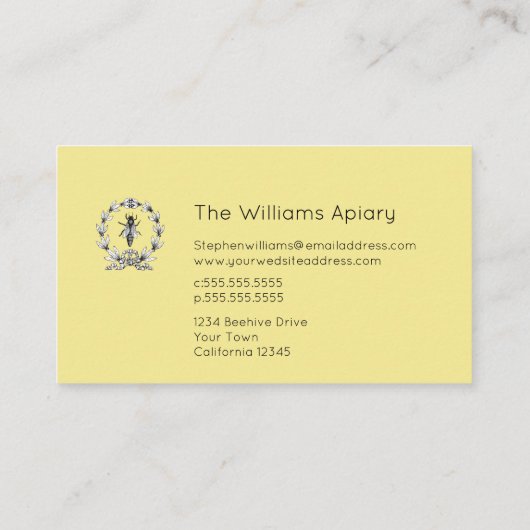 Bee BeeKeeper Honey Apairist | koningin Bee Visitekaartje (Achterkant)