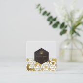 Bee BeeKeeper Honey Apiarist Gold Black Vierkante Visitekaartje (Staand voorkant)