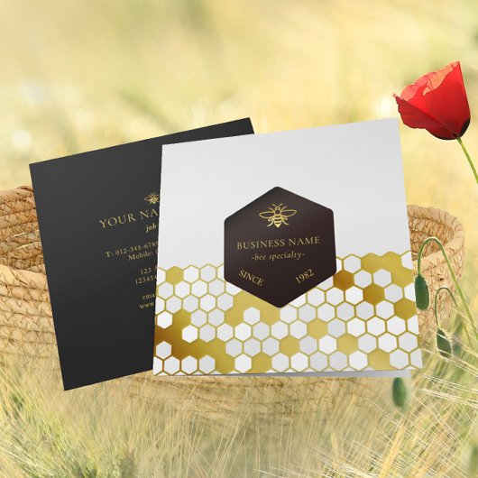 Bee BeeKeeper Honey Apiarist Gold Black Vierkante Visitekaartje