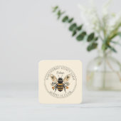 Bee Beekeeper Honey Apiary Business Card Vierkante Visitekaartje (Staand voorkant)