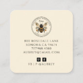 Bee Beekeeper Honey Apiary Business Card Vierkante Visitekaartje (Achterkant)