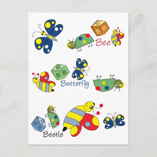 Bee Beetle Butterfly.jpg Briefkaart (Voorkant)