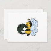 Bee bij Bowling met Bowling-bal Briefkaart (Voorkant / Achterkant)