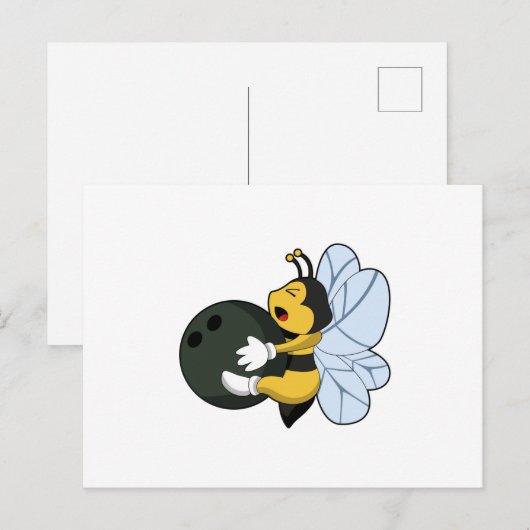 Bee bij Bowling met Bowling-bal Briefkaart (Voorkant / Achterkant)