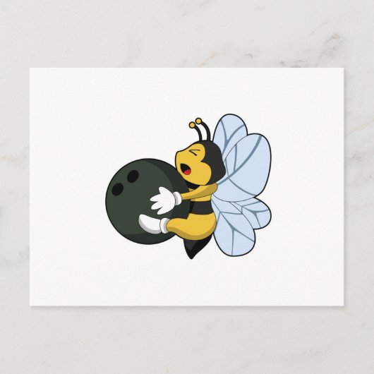 Bee bij Bowling met Bowling-bal Briefkaart (Voorkant)