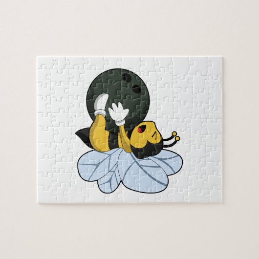 Bee bij Bowling met Bowling-bal Legpuzzel (Horizontaal)