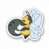 Bee bij Bowling met Bowling-bal Sticker (Voorkant)