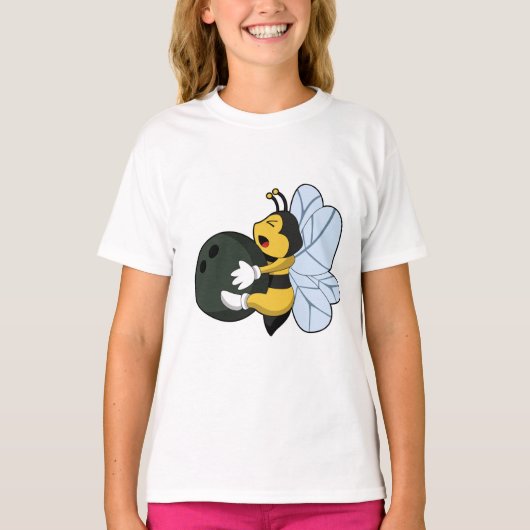 Bee bij Bowling met Bowling-bal T-shirt (Voorkant)