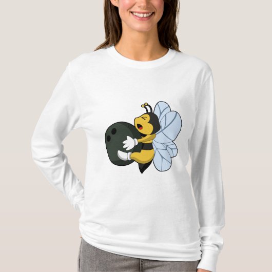 Bee bij Bowling met Bowling-bal T-shirt (Voorkant)