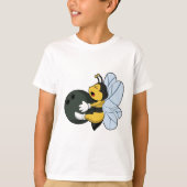 Bee bij Bowling met Bowling-bal T-shirt (Voorkant)