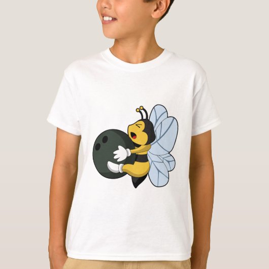 Bee bij Bowling met Bowling-bal T-shirt (Voorkant)