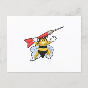 Bee bij Darts met Dart.PNG Briefkaart