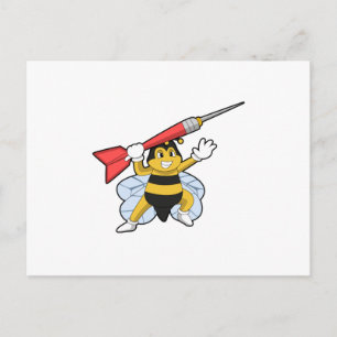 Bee bij Darts met Dart.PNG Briefkaart