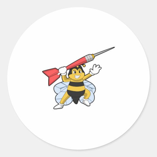 Bee bij Darts met Dart.PNG Ronde Sticker (Voorkant)