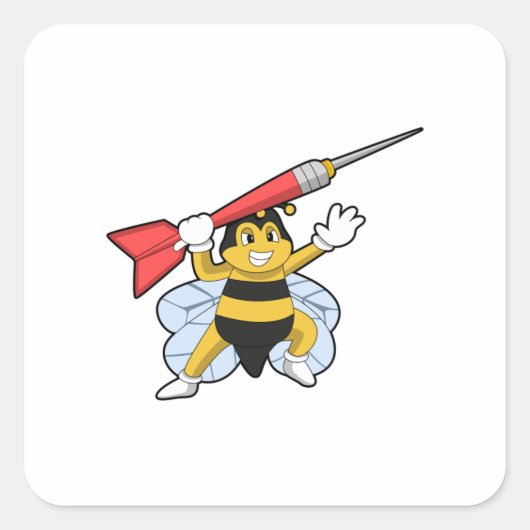 Bee bij Darts met Dart.PNG Vierkante Sticker (Voorkant)