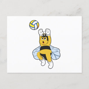Bee bij volleybalsport briefkaart