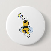 Bee bij volleybalsport ronde button 7,6 cm (Voorkant)