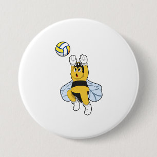Bee bij volleybalsport ronde button 7,6 cm
