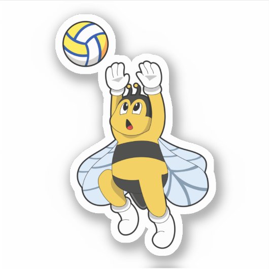 Bee bij volleybalsport sticker (Voorkant)