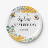Bee Birthday Baby shower Papieren Bordje (Voorkant)