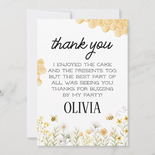 Bee Birthday Bedankkaart (Voorkant)