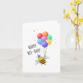 Bee Birthday Card - "Happy Bee-Day!" Kaart (Gele Bloem)