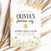 Bee Birthday First Bee Day Invitation Kaart