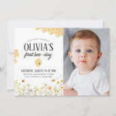 Bee Birthday First Bee Day Photo Invitation Kaart (Voorkant)