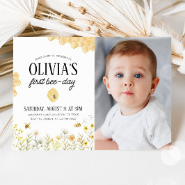 Bee Birthday First Bee Day Photo Invitation Kaart