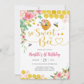 Bee Birthday Invitation Girl Kaart (Voorkant)