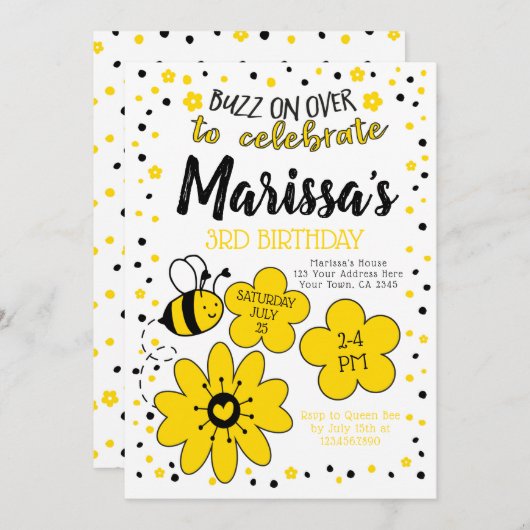 Bee Birthday Kaart (Voorkant / Achterkant)