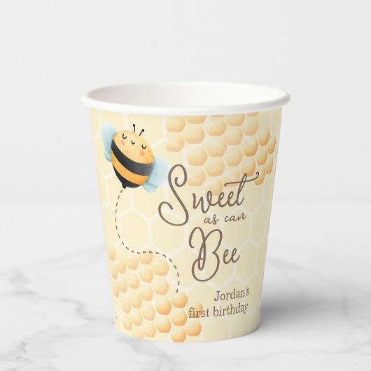 Bee Birthday Papieren Bekers (Achterkant)