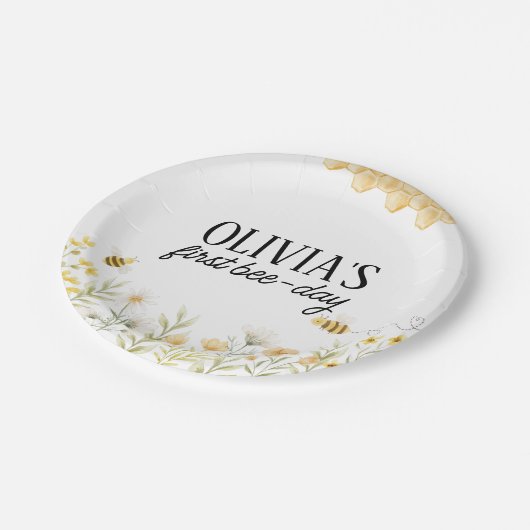 Bee Birthday Papieren Bordje (Gekanteld)